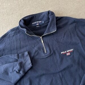 Vintage Polo Ralph Lauren Men's Polo Sport Sweatshirt 1/4 Zip 90s Size XL